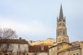 Collegial church Eglise Collegiale of Saint Emilion, France, taken during a sunny afternoon surrounded by the medieval part of t Royalty Free Stock Photo