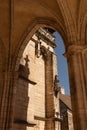 Collegial Notre Dame in Beaune and shadow of a cross