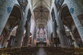 Collegiale Notre-Dame de Dole, interior of the Dole Cathedral, ancient buildings in Dole, France Royalty Free Stock Photo