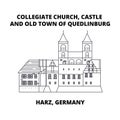 Collegiate Church, Castle, And Old Town Of Quedlinburg line icon concept. Collegiate Church, Castle, And Old Town Of