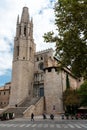 Collegiate Church of Sant Felix, as seen from the street, Girona, Spain Royalty Free Stock Photo