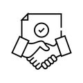 Collegues handshake line icon, concept sign, outline vector illustration, linear symbol.