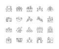 Collegues line icons, signs, vector set, outline illustration concept