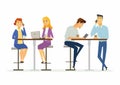 Collegues on a lunch break - modern cartoon people characters illustration Royalty Free Stock Photo