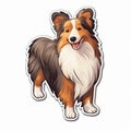 Vibrant Collie Cartoon Sticker With Realistic Color Gradients