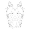 Collie dog easy coloring cartoon vector illustration. Isolated on white background Royalty Free Stock Photo