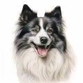 Colliedog Digital Painting: Smooth And Shiny Caricature In Charcoal