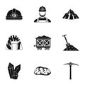 Colliery icons set, simple style