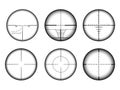 Collimato sight and sniper rifle crosshairs set. Military AR target and aim icons