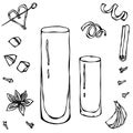 Collins Cocktail Glass. Hand Drawn Vector illustration. Royalty Free Stock Photo