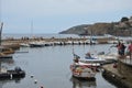 Boats by the harbour at collioure, catalonia, South of France Royalty Free Stock Photo