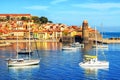 Collioure, France, a popular resort town on Mediterranean sea Royalty Free Stock Photo