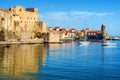 Collioure, France, the Old town with Royal castle and church Royalty Free Stock Photo