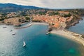 Collioure port aerial shot Royalty Free Stock Photo