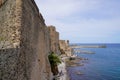 Collioure town France palace ramparts of the royal castle with the view of the mediterranean sea Royalty Free Stock Photo