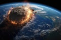 Collision of asteroid with planet Earth