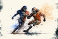 American Football Players during Super Bowl Game. generative ai illustration Royalty Free Stock Photo