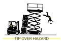 Collision of a forklift with a scissor lift. Royalty Free Stock Photo