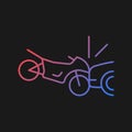 Collision with motorcycle gradient vector icon for dark theme