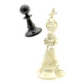 Collision of two black and white chess figures Royalty Free Stock Photo