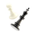 Collision of two chess figures, pawn and king Royalty Free Stock Photo