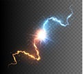 Collision of two forces with glowing spark. Explosion of energy. Versus concept Royalty Free Stock Photo