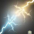 Collision of two forces with gold and blue light. Vector illustration. Hot and cold sparkling power. Energy lightning Royalty Free Stock Photo