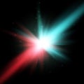 Collision of two forces with red and blue light. Vector. Explosion concept. Royalty Free Stock Photo