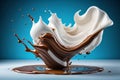 The collision of two liquids. Brown and white liguid combine Royalty Free Stock Photo