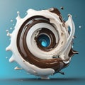 The collision of two liquids. Brown and white liguid combine Royalty Free Stock Photo