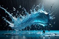 The collision of two liquids. Transparent and blue liguid combine. Royalty Free Stock Photo