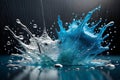 The collision of two liquids. Transparent and blue liguid combine. Royalty Free Stock Photo
