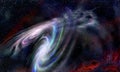 Collision of two spiral galaxies in universe space