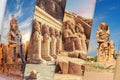 Colllosal Statues of Luxor, collage of Egypt Royalty Free Stock Photo