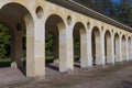 Collonades, archway, corridor at the historic, public Favorite castle Foerch