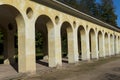 Collonades, archway, corridor at the historic, public Favorite castle Foerch