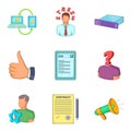 Colloquium icons set, cartoon style Royalty Free Stock Photo