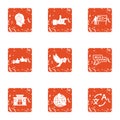 Colloquy icons set, grunge style