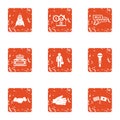 Colloquy icons set, grunge style