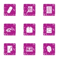 Colloquy icons set, grunge style