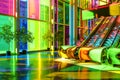 Collorfull mobile stairs of the Palais des CongrÃÂ¨s in Montreal