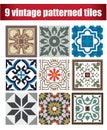 9 collrction patterned Vintage tiles