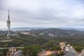 Collserola Tower on Tibidabo Mountain in Barcelona. Landscape with mountain views Royalty Free Stock Photo