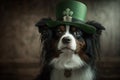 St. Patrick's Day. A dog in a green hat Royalty Free Stock Photo