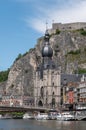 CollÃÂ©giale Notre Dame Church under Citadel Fort, Dinant, Belgium Royalty Free Stock Photo