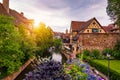 Colmar, Alsace, France. Petite Venice, water canal and traditional half timbered houses. Colmar is a charming town in Alsace, Royalty Free Stock Photo