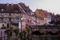 Colmar, Alsace, France. Petite Venice, water canal and traditional half timbered houses. Colmar is a charming town in Royalty Free Stock Photo