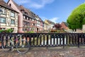 Colmar colorful traditional french houses with bicycle