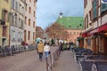 Colmar, France - December 21, 2023: Street in the old town and old Custom house (Ancienne Douane or KoÃÂ¯fhus Royalty Free Stock Photo