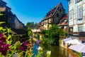 Colmar is a picturesque old town with beautiful traditional half-timbered houses. France Royalty Free Stock Photo